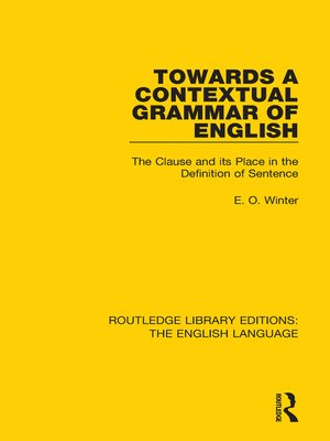 cover image of Towards a Contextual Grammar of English